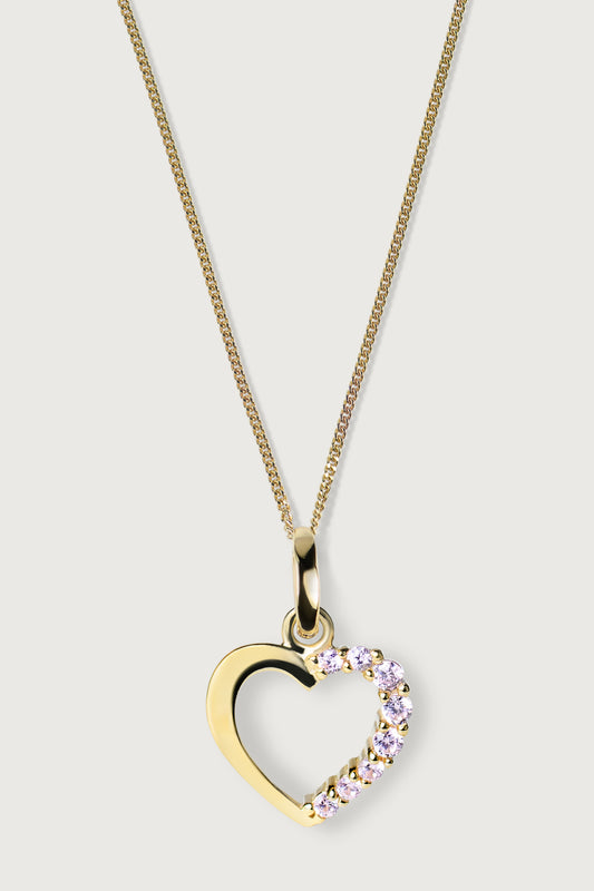 HEART I KETTE Mittellang mit Herz rosa Zirkonia
