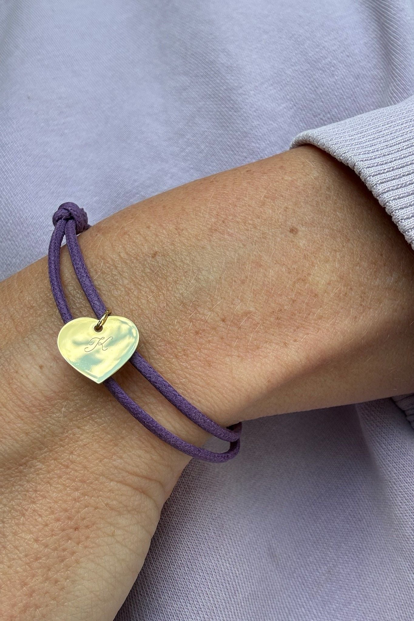 CHARMS COLLECTION I STOFFARMBAND mit großem Herz I 8K GOLD