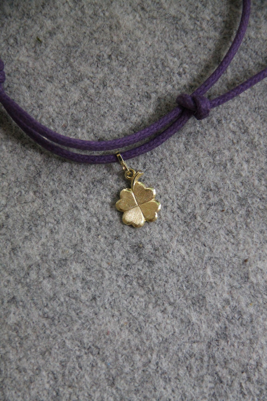 CHARMS COLLECTION I STOFFARMBAND mit Kleeblatt I 8K GOLD