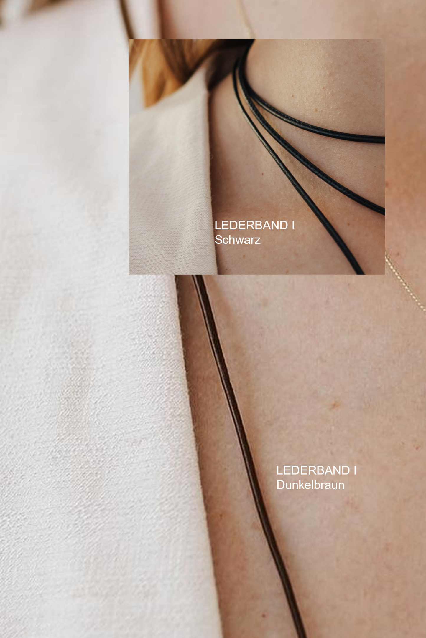 STITCHED LEATHER I Verstellbares Halsband mit Süsswasserperle als Anhänger