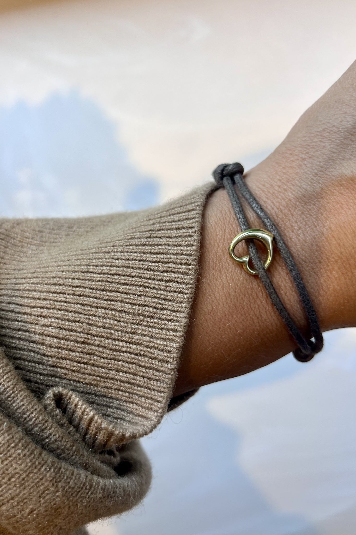 CHARMS COLLECTION I STOFFARMBAND mit Bubble Herz I 8K GOLD
