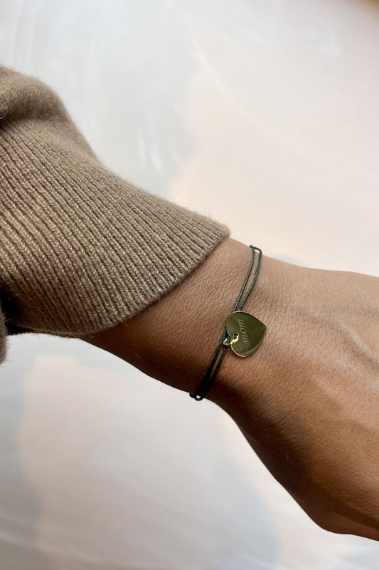 MYLOVE I STOFFARMBAND mit großem Herz als Anhänger I 8K GOLD