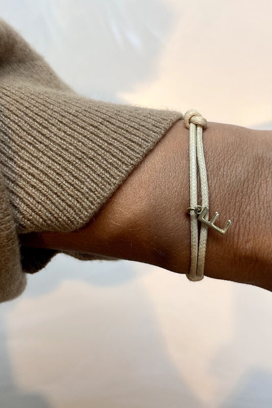 CHARMS COLLECTION I STOFFARMBAND mit Initial I 8K GOLD