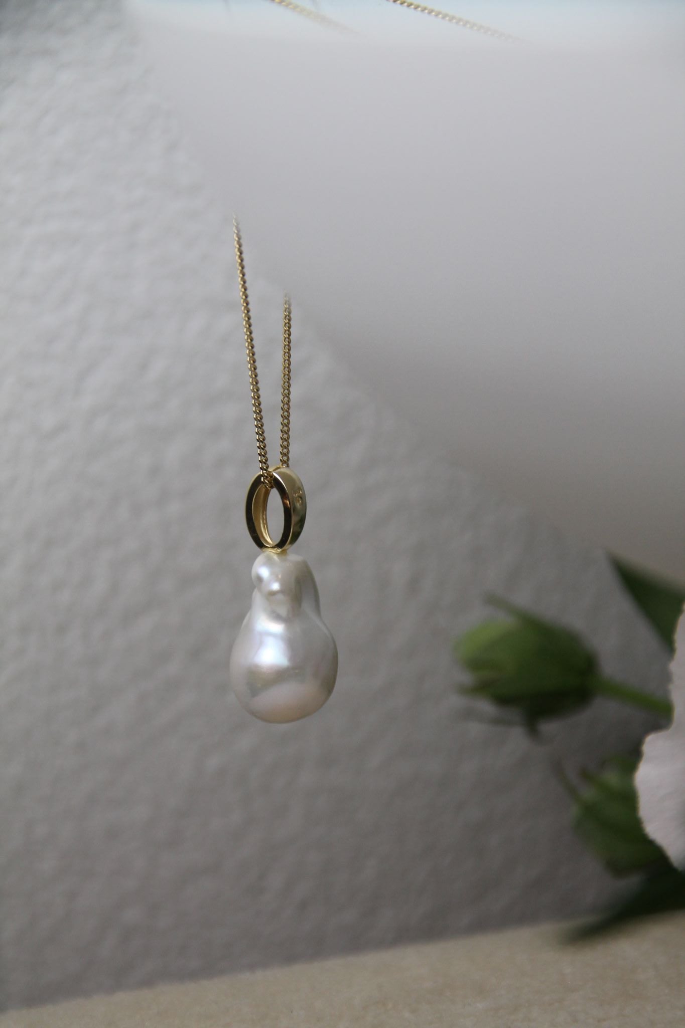 PEARL I KETTE 8K GOLD Lang, filigran mit Süßwasser Barockperle