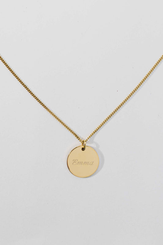 GRACE I KETTE 8K GOLD Lang, filigran mit großem Plättchen in 16 mm