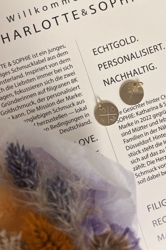 EINZELNES PLÄTTCHEN I 8K GOLD I 14 mm