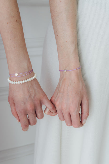 SPRING / SUMMER EDITION MYLOVE I LILA STOFFARMBAND mit eingefasstem Herz