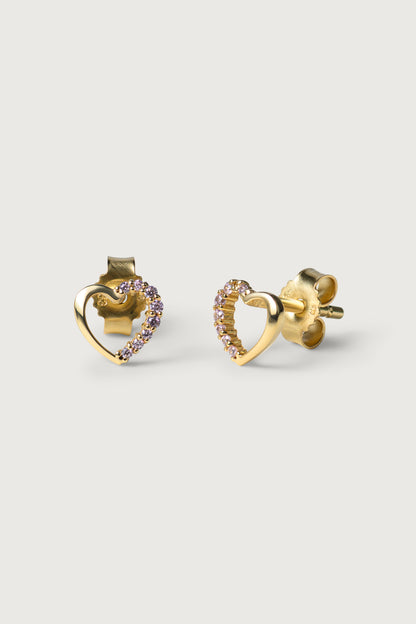 ROSE STUDS I OHRSTECKER HERZ mit 16 Zirkonia