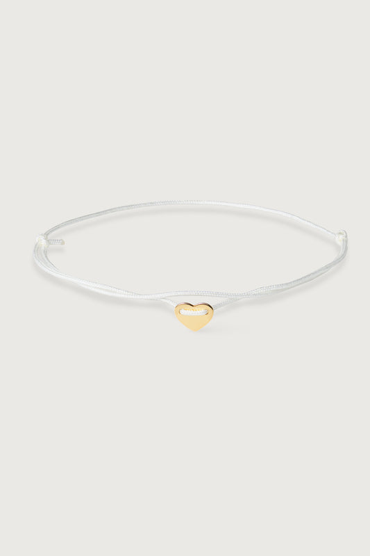 MYLOVE I STOFFARMBAND mit eingefasstem Herz