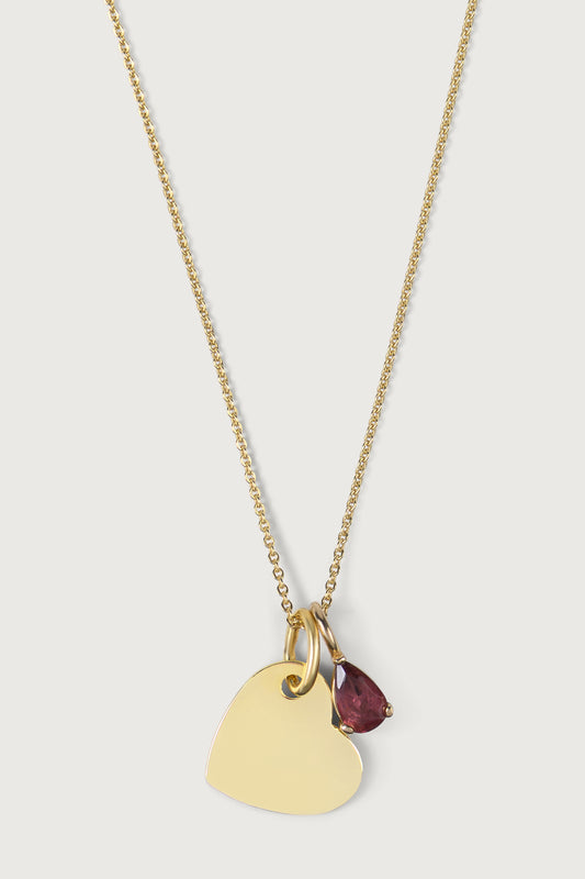 LOVE MORE I KETTE 8K GOLD Mittellang, sehr fein mit Herz in 10 mm und Geburtsstein