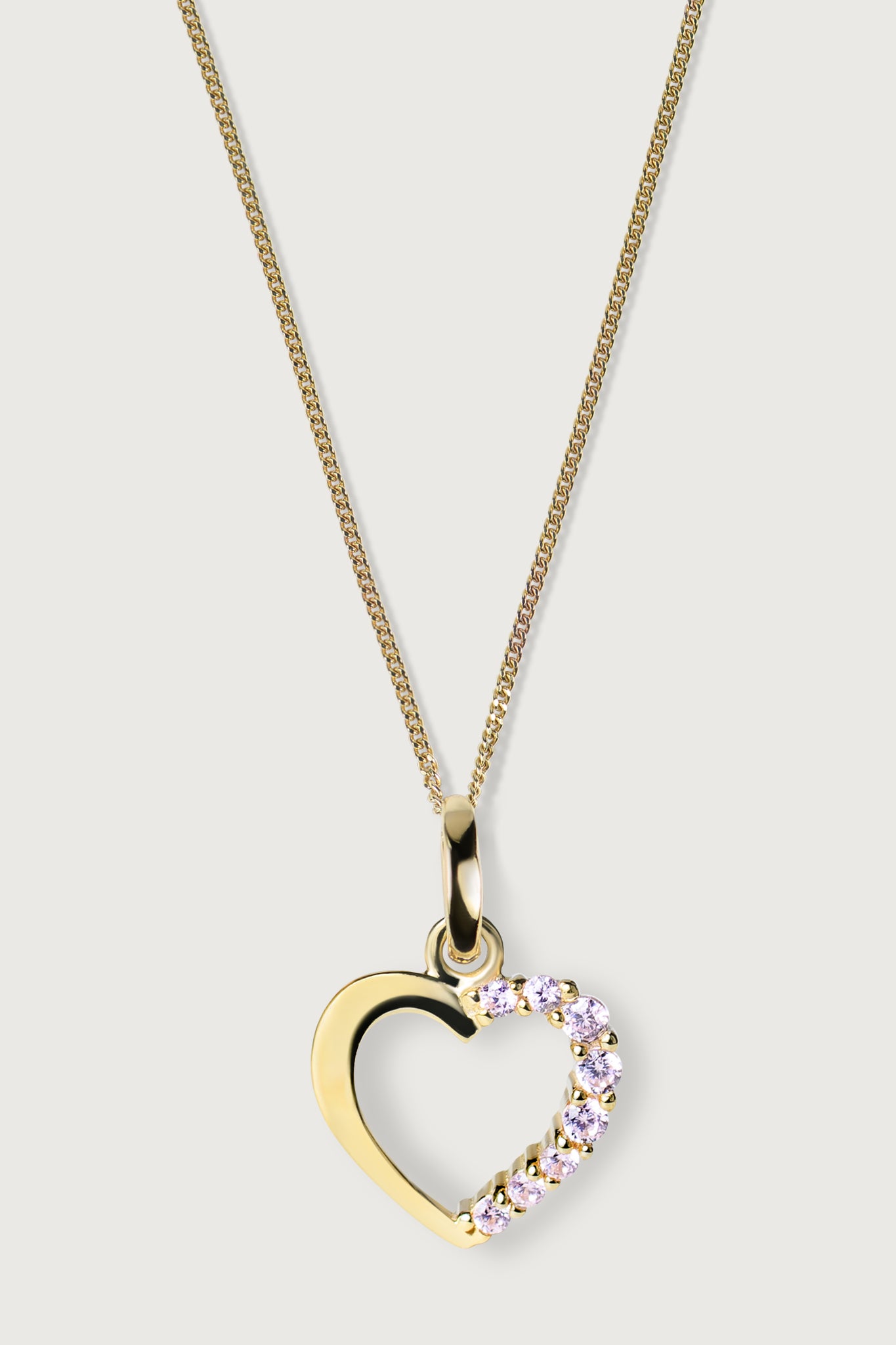HEART I KETTE Mittellang mit Herz rosa Zirkonia