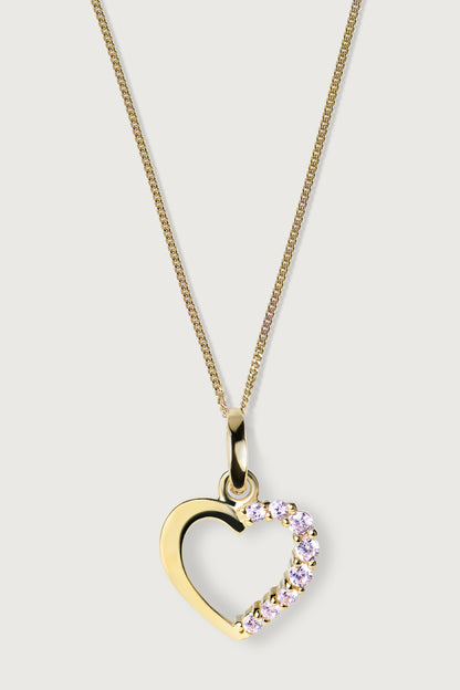 HEART I KETTE Mittellang mit Herz rosa Zirkonia