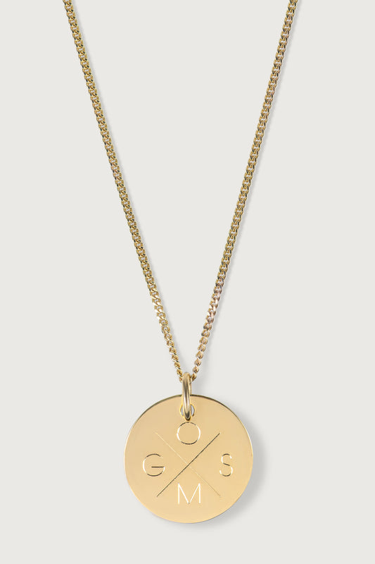 GLOW I KETTE 8K GOLD Mittellang, filigran mit mittelgroßem Plättchen in 14 mm