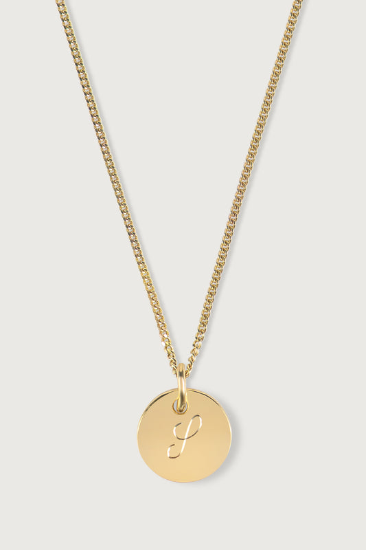 KIND I KETTE 8K GOLD Kurz, filigran mit kleinem Plättchen in 10 mm