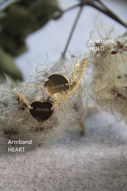 HEART I ARMBAND 8K GOLD Eingefasstes Herz in 12 mm
