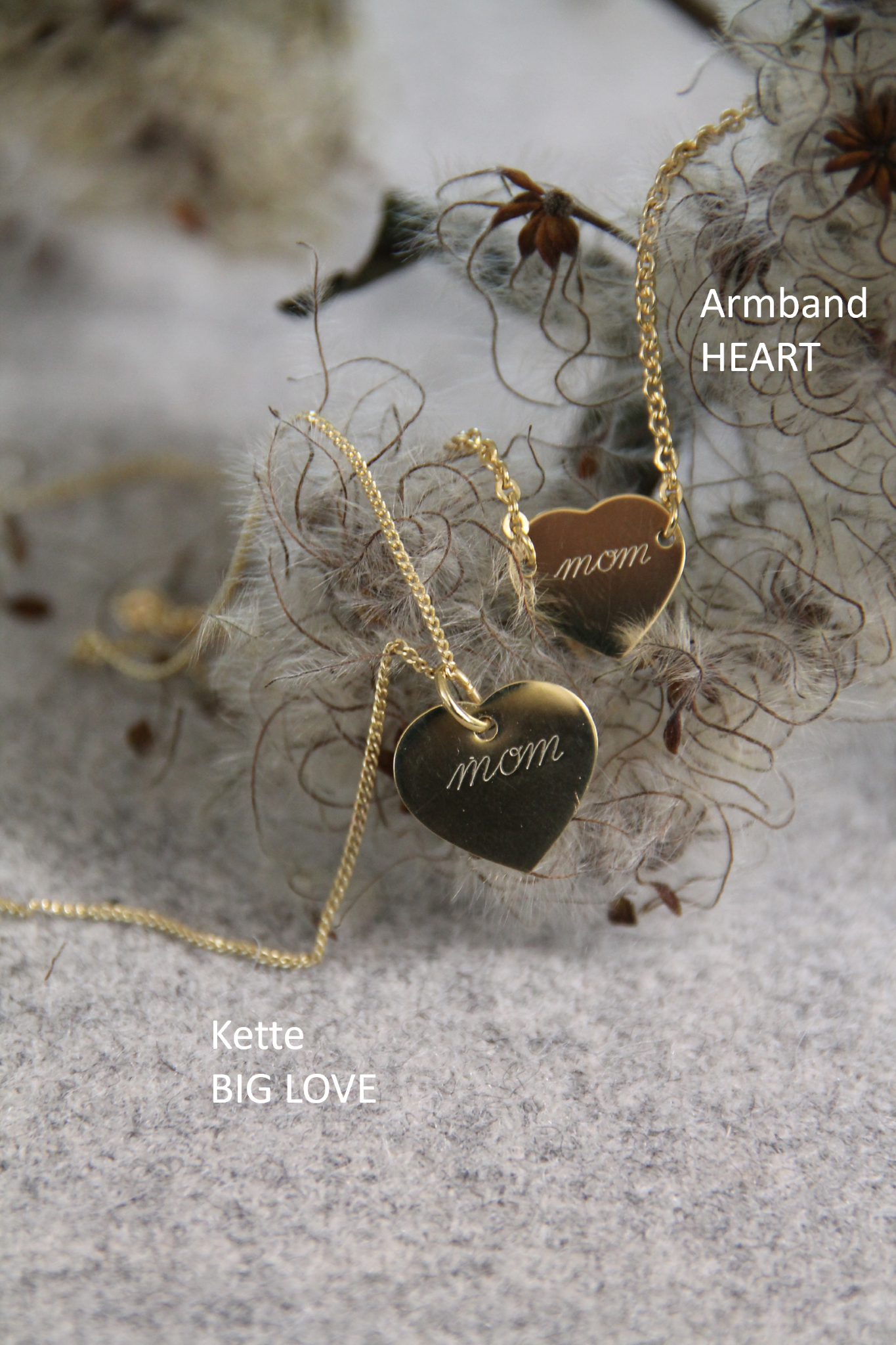 BIG LOVE I KETTE 8K GOLD Mittellang mit großem Herz