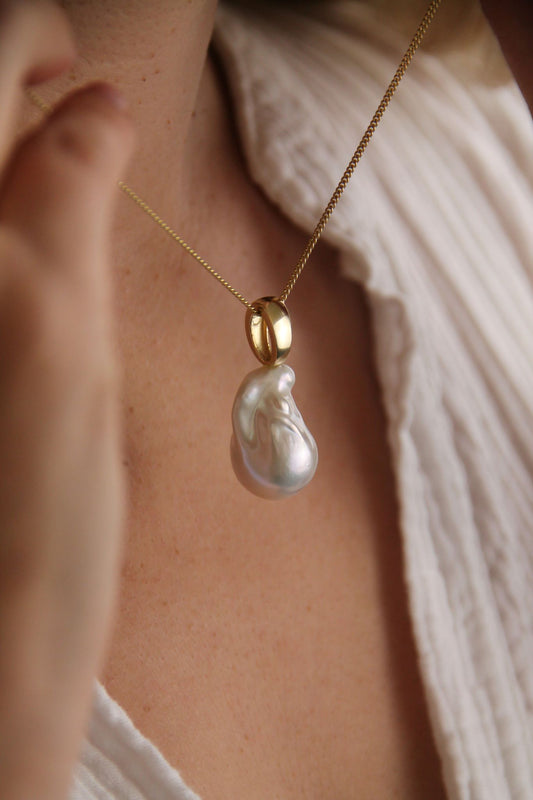 PEARL I KETTE 8K GOLD Lang, filigran mit Süßwasser Barockperle