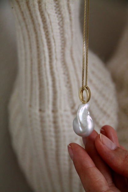 PEARL I KETTE 8K GOLD Lang, filigran mit Süßwasser Barockperle