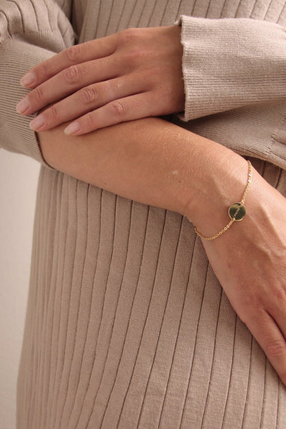 HOLD I ARMBAND 8 K GOLD Mit runden, eingefassten Plättchen in 12 mm