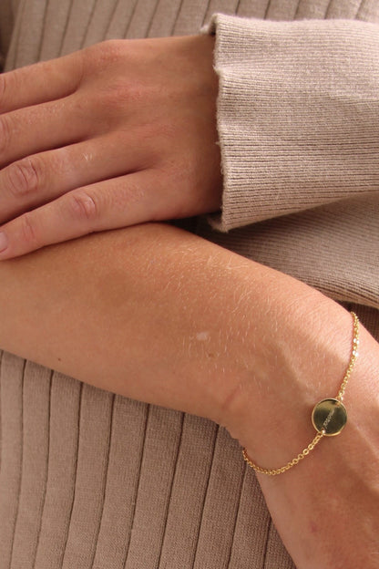 HOLD I ARMBAND 8 K GOLD Mit runden, eingefassten Plättchen in 12 mm