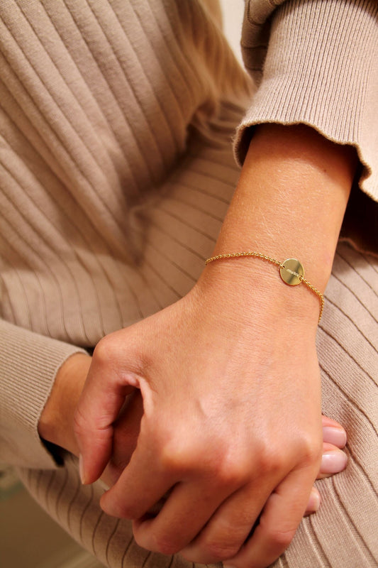 HOLD I ARMBAND 8 K GOLD Mit runden, eingefassten Plättchen in 12 mm