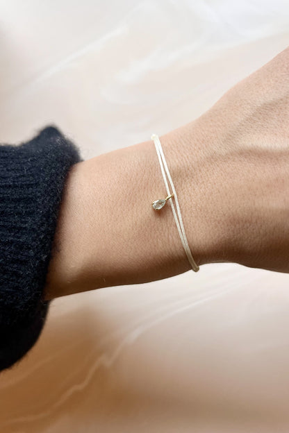 BOND I STOFFARMBAND mit Geburtsstein I 8K GOLD