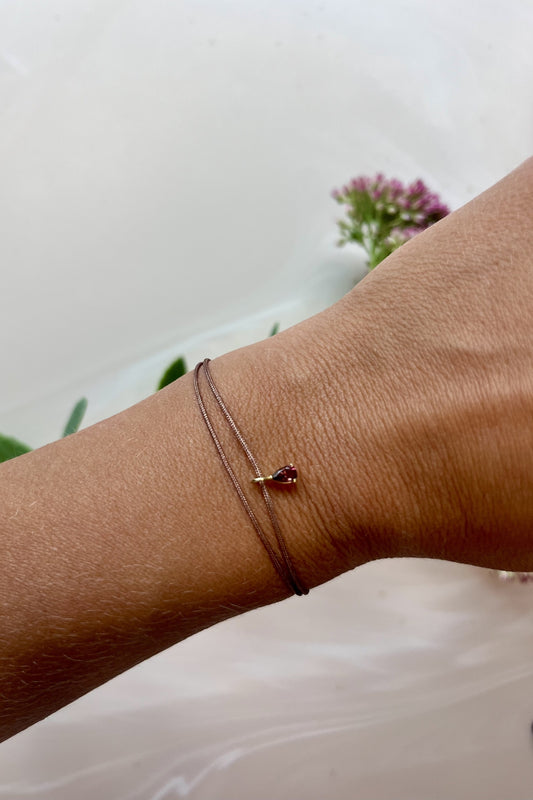 MYLOVE I STOFFARMBAND mit  Geburtsstein als Anhänger I 8K GOLD
