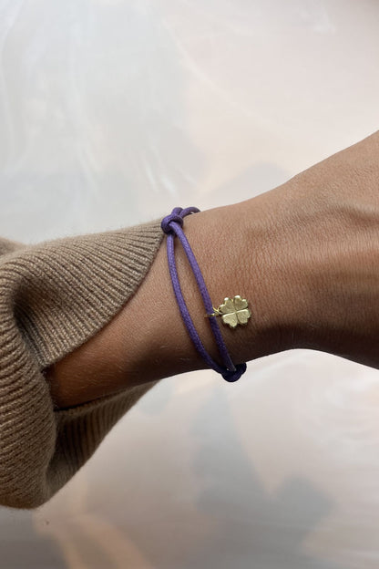 CHARMS COLLECTION I STOFFARMBAND mit Kleeblatt I 8K GOLD