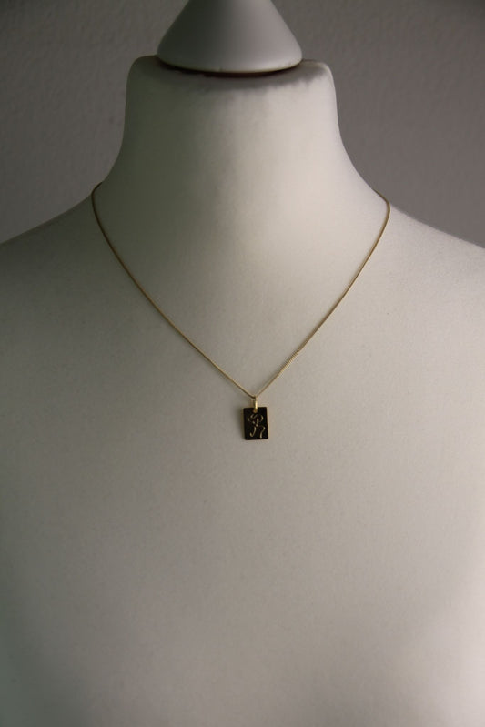 HONOUR I KETTE 8K GOLD Mittellang mit rechteckigem Anhänger