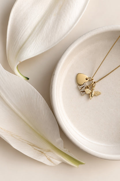 TOGETHER I KETTE Mittellang mit Biene als Anhänger I VERGOLDET - 8K GOLD