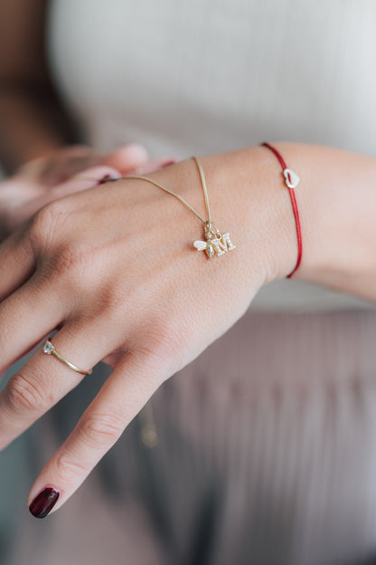 TOGETHER I KETTE Mittellang mit Biene als Anhänger I VERGOLDET - 8K GOLD