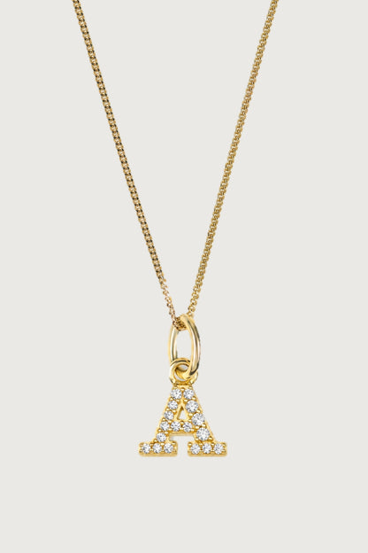 WRITE YOUR STORY I KETTE Mittellang mit Initial Anhänger Zirkonia I VERGOLDET - 8K GOLD