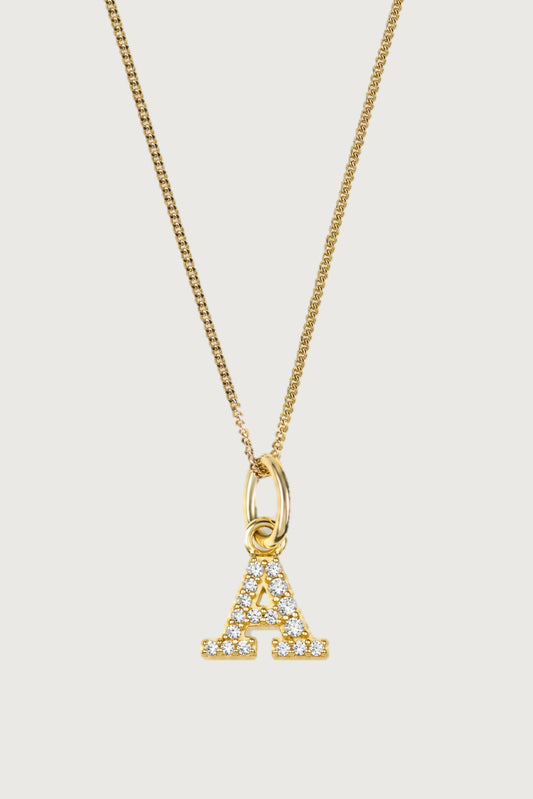 WRITE YOUR STORY I KETTE Mittellang mit Initial Anhänger Zirkonia I VERGOLDET - 8K GOLD