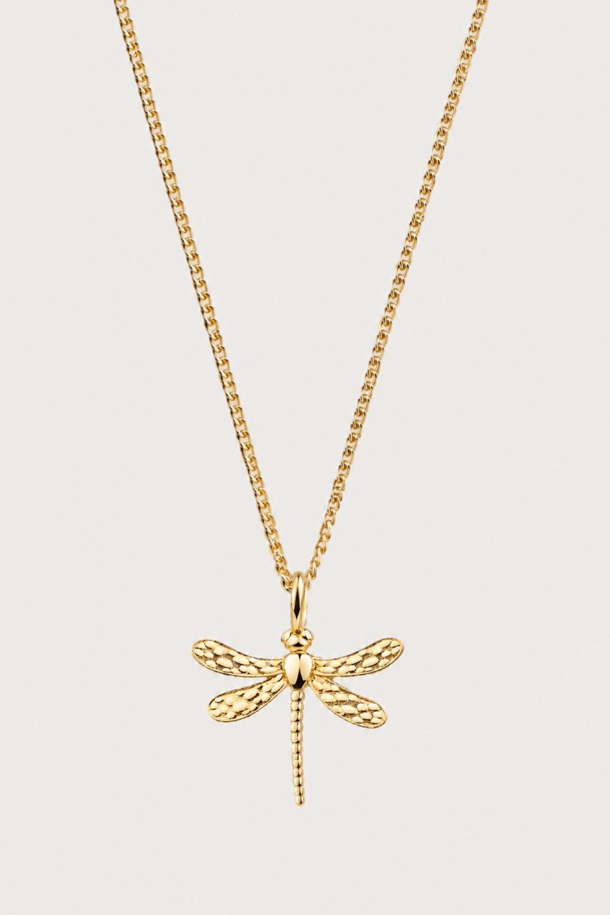 LIGHT I KETTE Mittellang mit Libelle als Anhänger I VERGOLDET - 8K GOLD