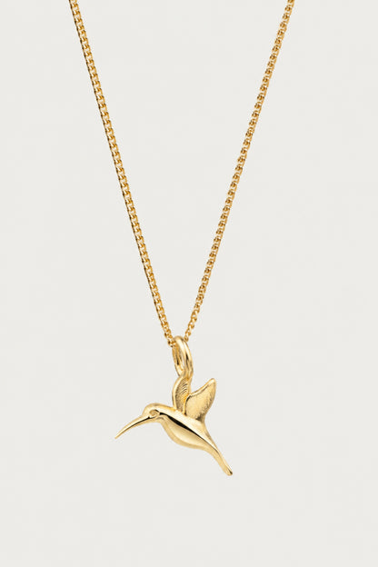 ALIVE I KETTE Mittellang mit Kolibri als Anhänger I VERGOLDET - 8K GOLD