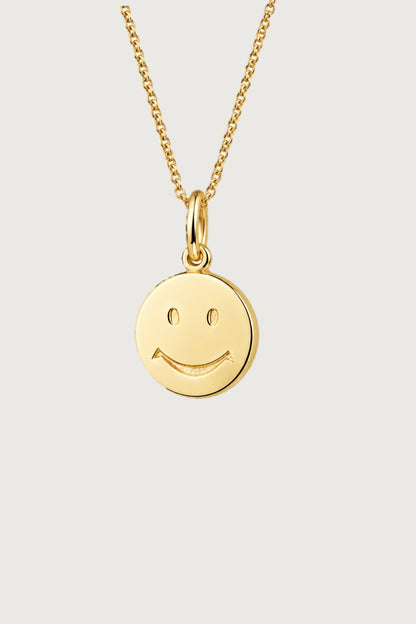 JOY I KETTE Mittellang mit lächelndem Gesicht als Anhänger I VERGOLDET - 8K GOLD