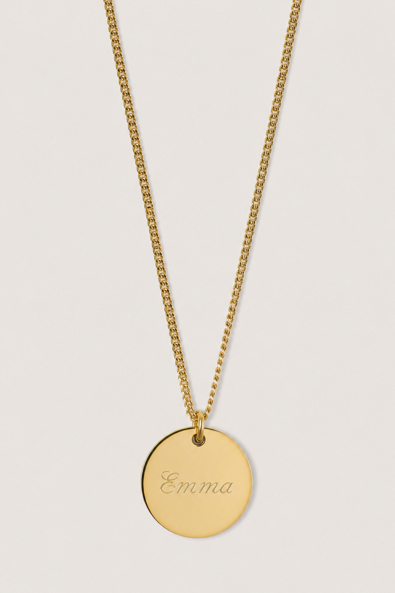 GRACE I KETTE 8K GOLD Lang, filigran mit großem Plättchen in 16 mm