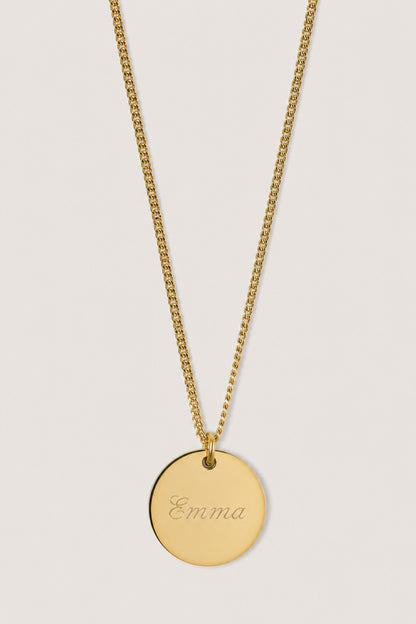 GRACE I KETTE 8K GOLD Lang, filigran mit großem Plättchen in 16 mm
