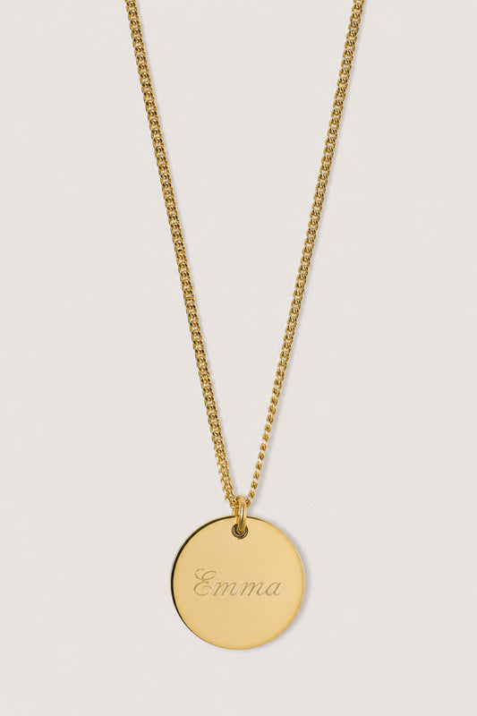 GRACE I KETTE 8K GOLD Lang, filigran mit großem Plättchen in 16 mm