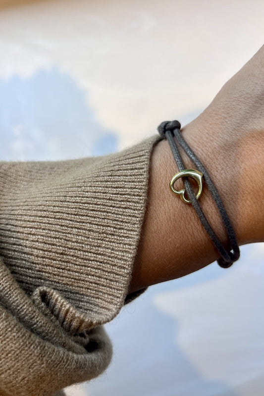 CHARMS COLLECTION I STOFFARMBAND mit Bubble Herz I 8K GOLD
