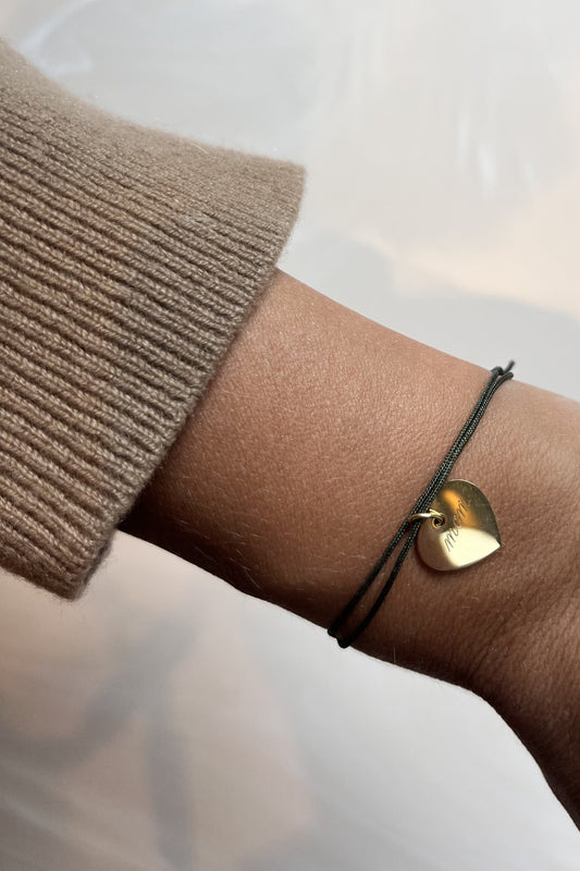 MYLOVE I STOFFARMBAND mit großem Herz als Anhänger I 8K GOLD