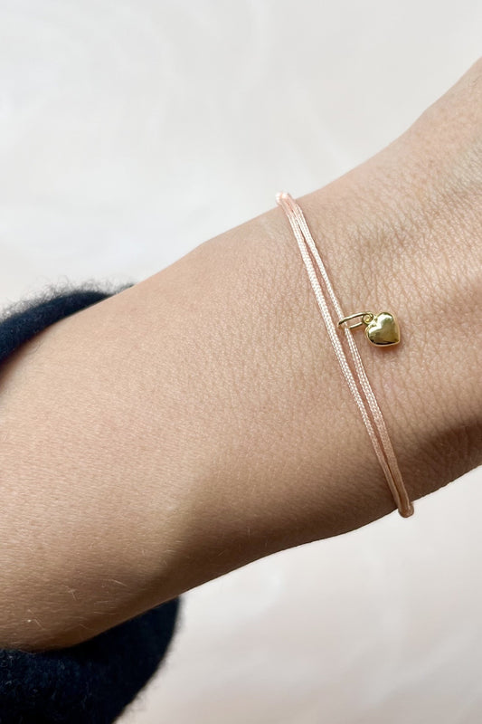 RISE I STOFFARMBAND mit Herz I 8K GOLD