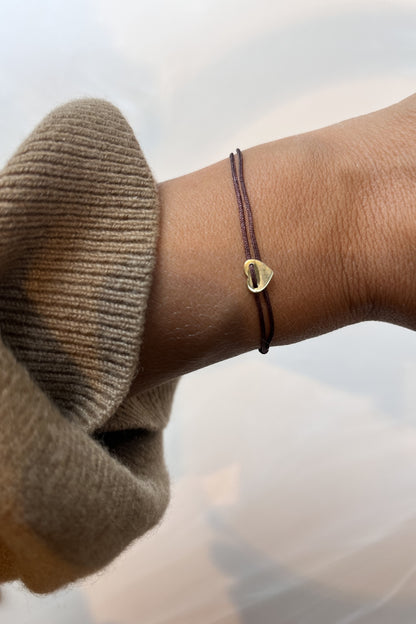 MYLOVE I STOFFARMBAND mit Herz als Anhänger I 8K GOLD