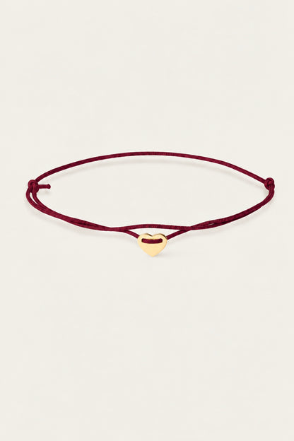 MYLOVE I WEINROTES STOFFARMBAND mit eingefasstem Herz