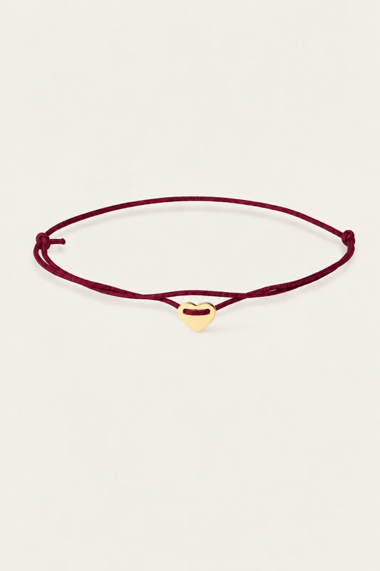 MYLOVE I WEINROTES STOFFARMBAND mit eingefasstem Herz