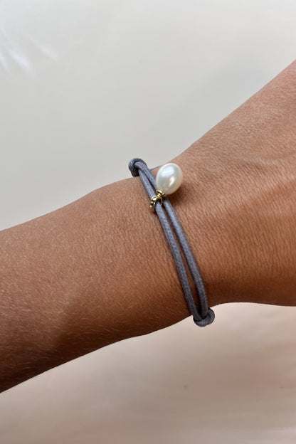 CHARMS COLLECTION I STOFFARMBAND mit Süsswasserperle I 8K GOLD