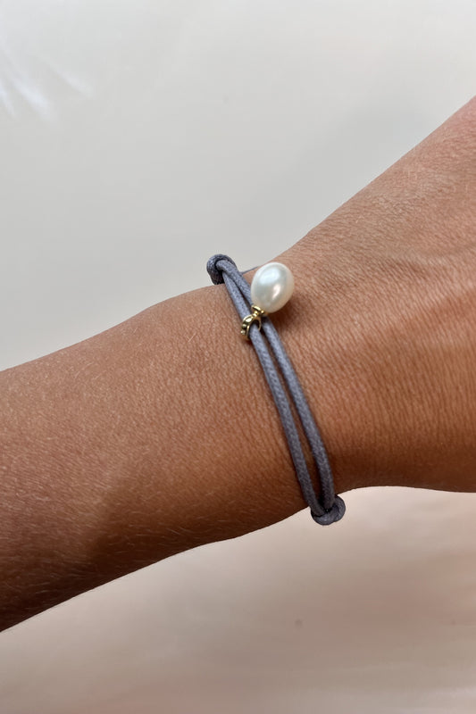 CHARMS COLLECTION I STOFFARMBAND mit Süsswasserperle I 8K GOLD