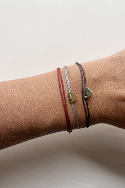 MYLOVE I STOFFARMBAND mit Herz als Anhänger I 8K GOLD