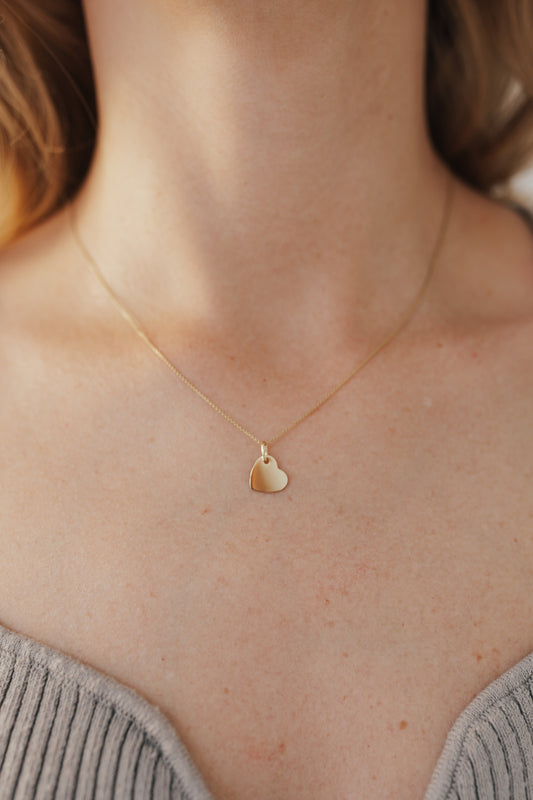 LOVE I KETTE 8K GOLD Mittellang, filigran mit Herz in 10 mm