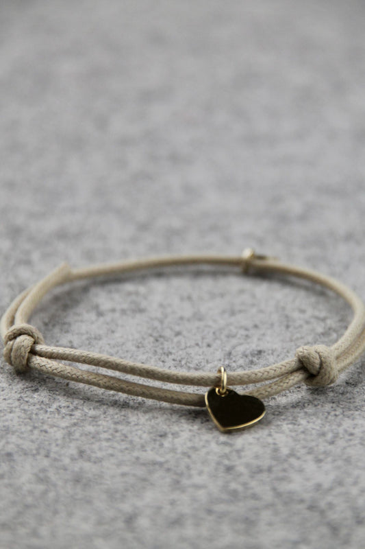 CHARMS COLLECTION I STOFFARMBAND mit Herz als Anhänger I 8K GOLD